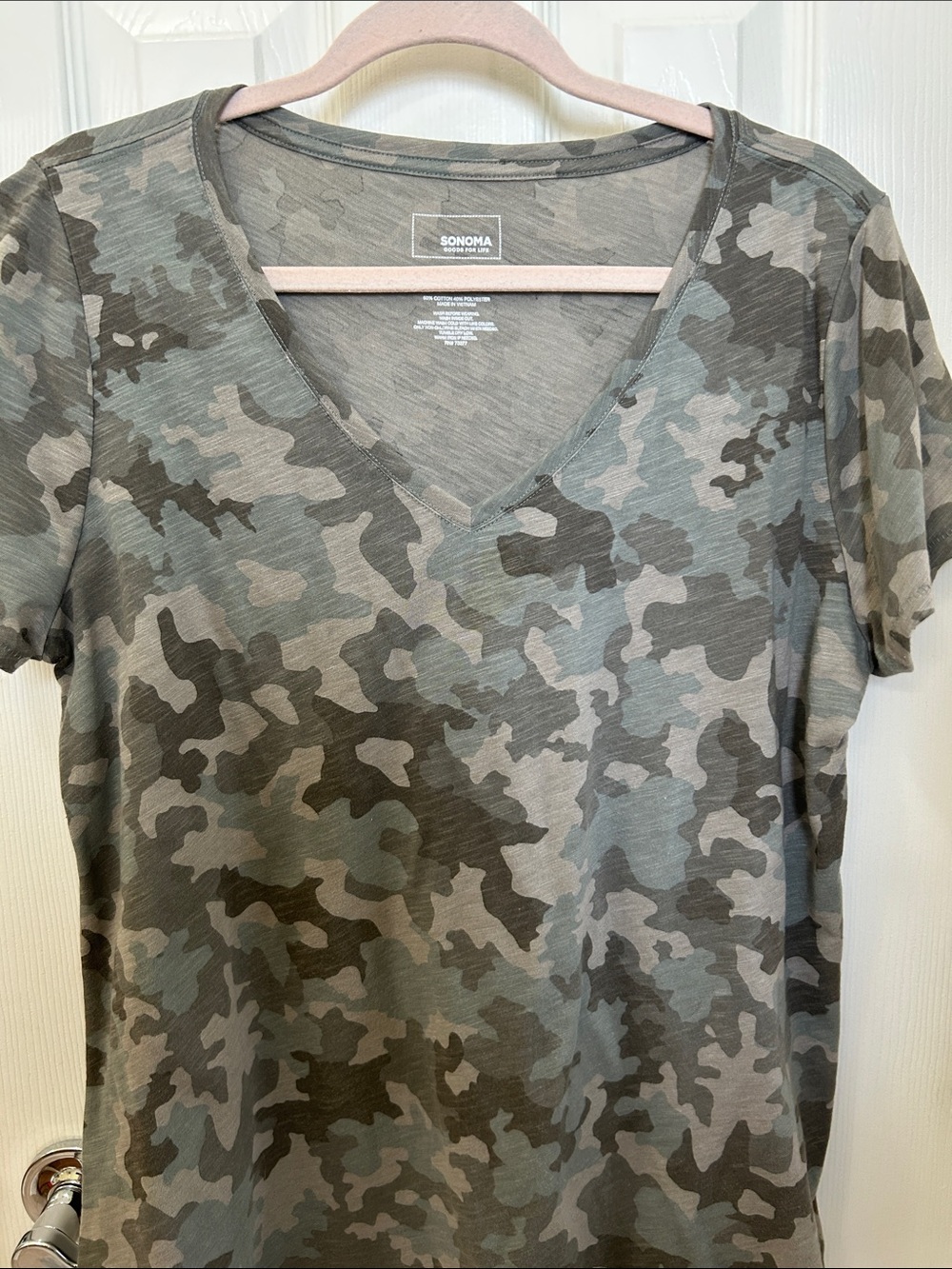 Sonoma Green & Gray Camo V-Neck Short Sleeve Tee